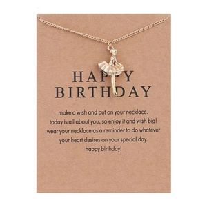 Happy Birthday Affirmation Wish Ballerina Necklace